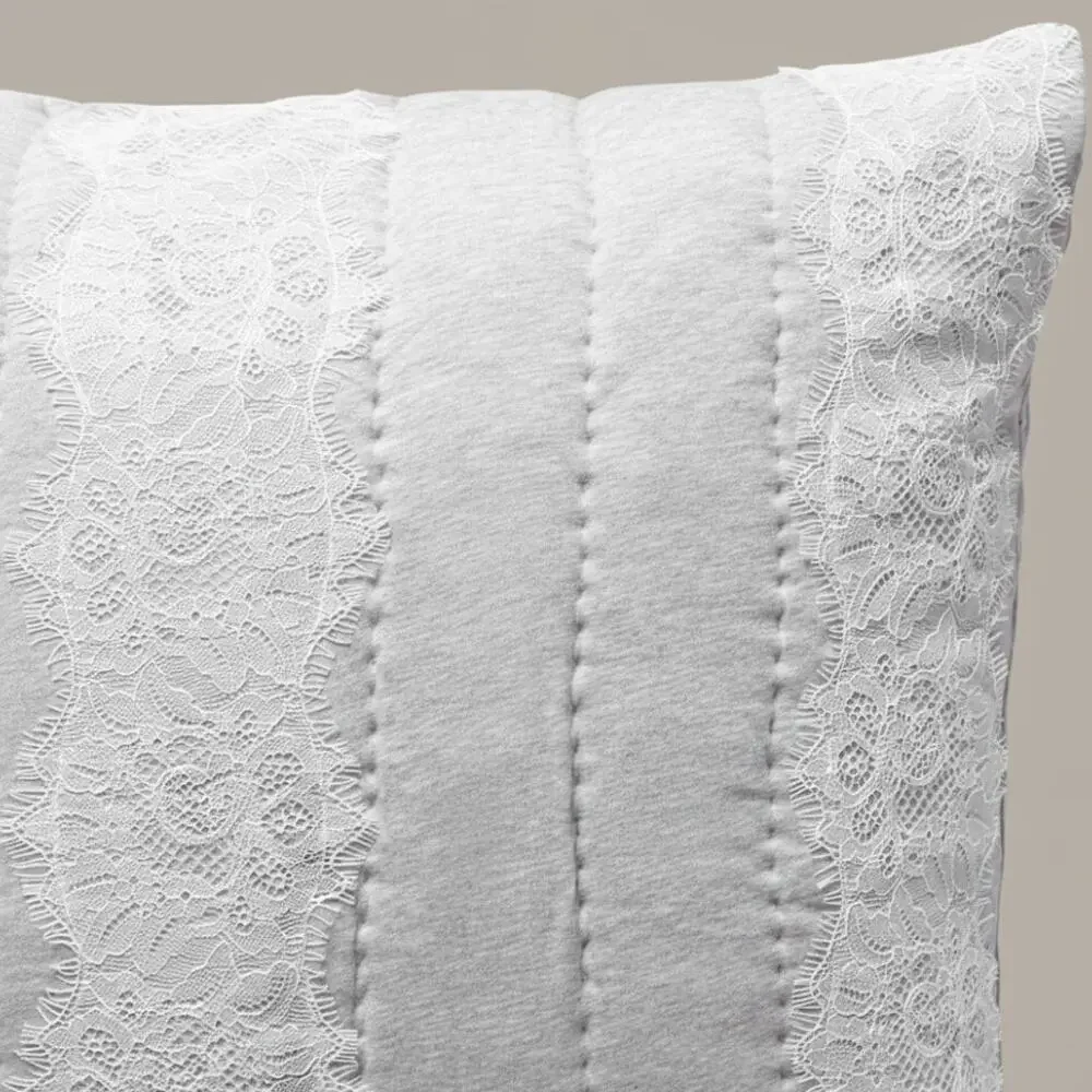 Anthropologie Gray Euro Sham Pillow Cover - Laced Jersey Collection